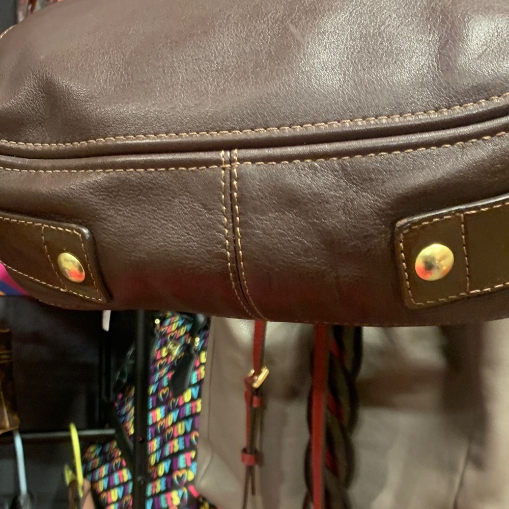 Coach Chocolate Brown Leather Shoulder Bag with Brass Hardware - Picture 6 of 8
